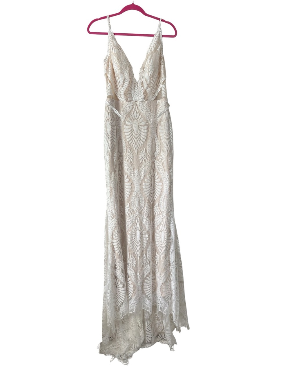 Ivory Lace Wedding dress with nude underlay